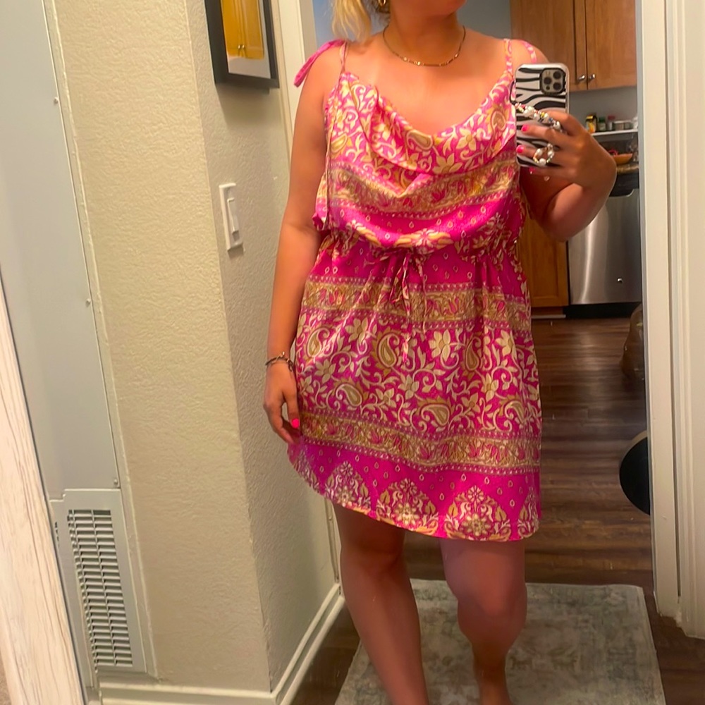 Pink silk dress